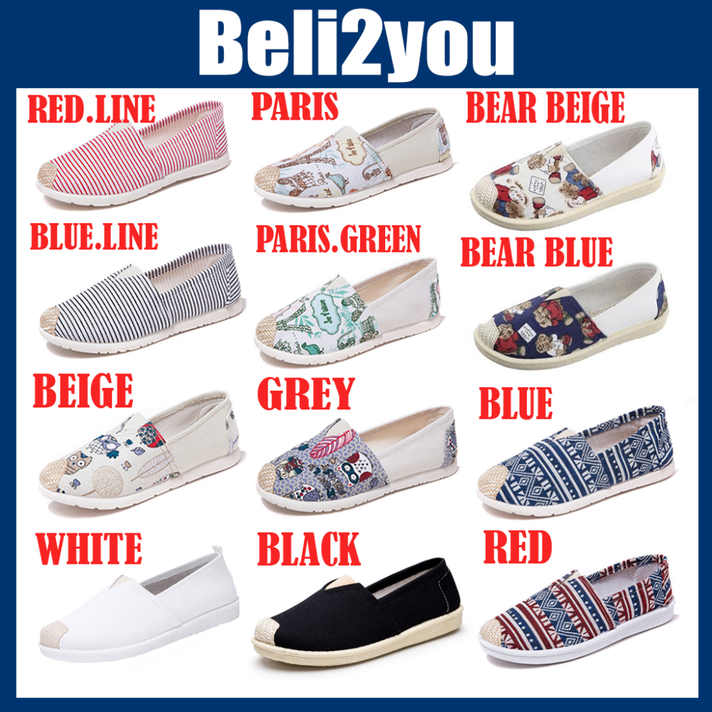 Loafer Shoes Women Casual Flat Shoes Women Kasut Wanita Kasut Sarung Wanita Toe Flat Shoes Kasut Perempuan