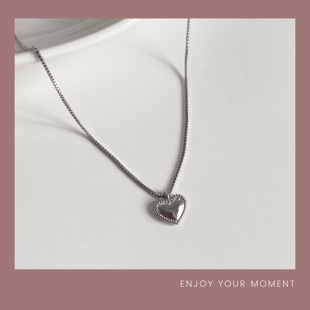MOMENT' | S925 sliver Korean-style heart shape design necklace