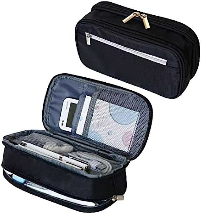 OMNGE Large Capacity Pencil Case with Zipper Pen Holder Big Storage Pouch Office Organizer School Supplies Stationery Bag for Teen Girl Boy Men Women (Black)