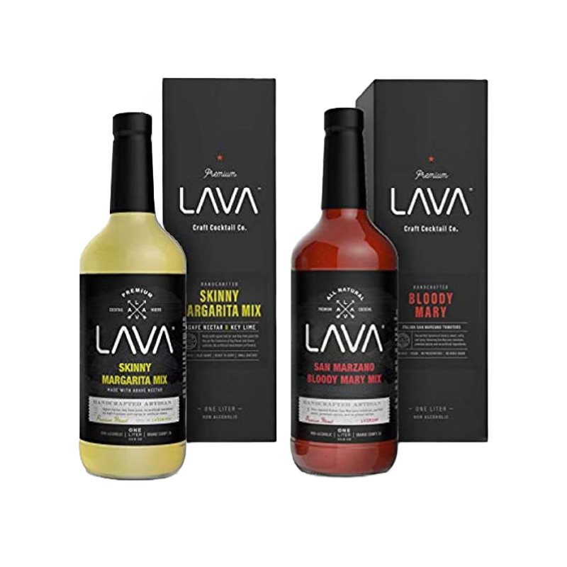LAVA All Natural San Marzano Bloody Mary Mix Craft Cocktail Mixer &amp; Premium Skinny Margarita Mix by LAVA Craft Cocktail Co., Low Calorie, Lots of Flavor and Ready to Use, 1-Liter (33.8oz) Glas