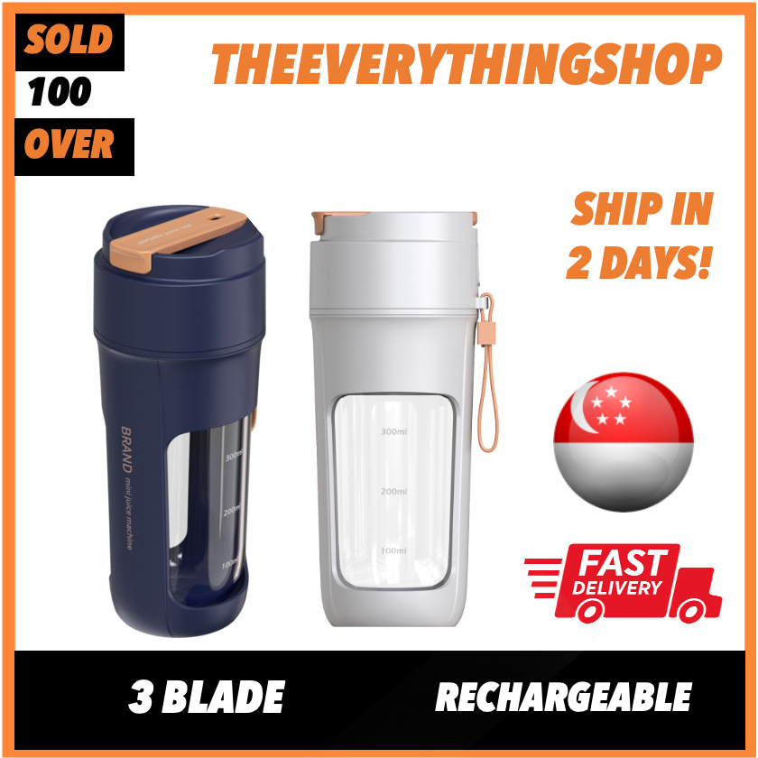 ? [SG READY STOCK] 450ML Portable Blender Multi-function Juicer 4 Blade Rechargeable
