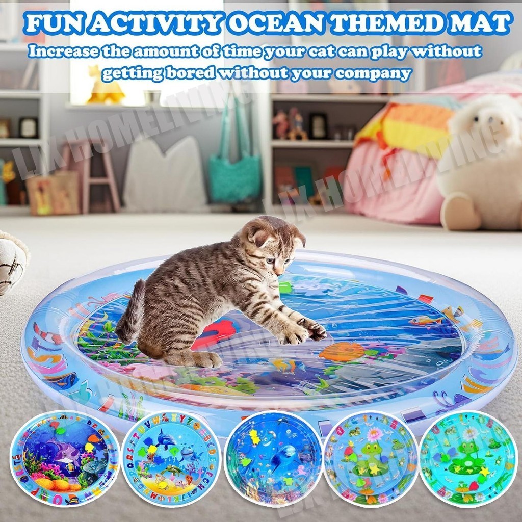 Pet Water Play Mat Thickened Cats Water Sensor Play Mat Interactive Water Sensory Playmat Soothing Sensation Dog Bed Mats drea2sg